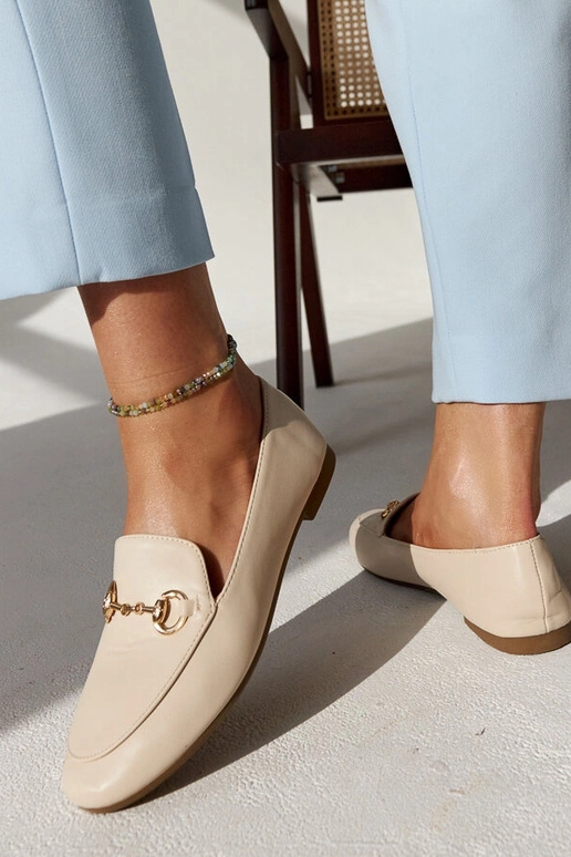 Beige Mokassins mit Schnalle Erminia