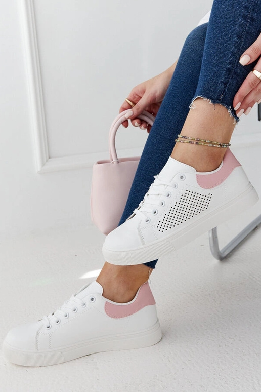 Weiße und rosa durchbrochene Sneakers...