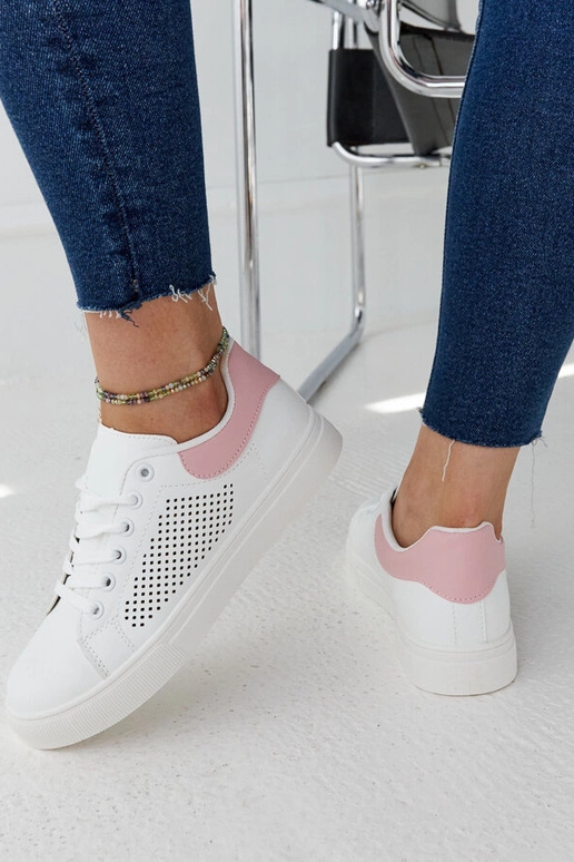 Weiße und rosa durchbrochene Sneakers...