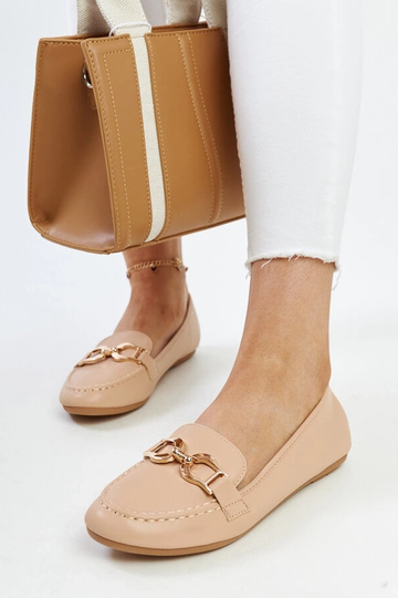 Beige Mokassins mit Schnalle Najla