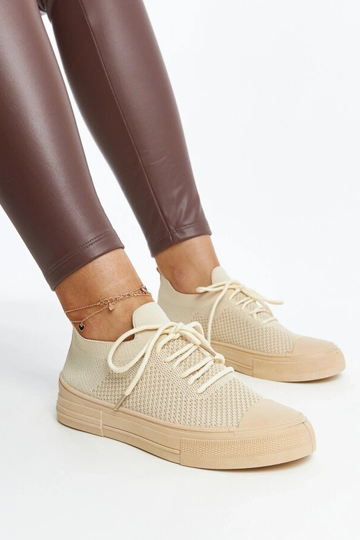 Hellbeige leichte Sport-Sneakers von...
