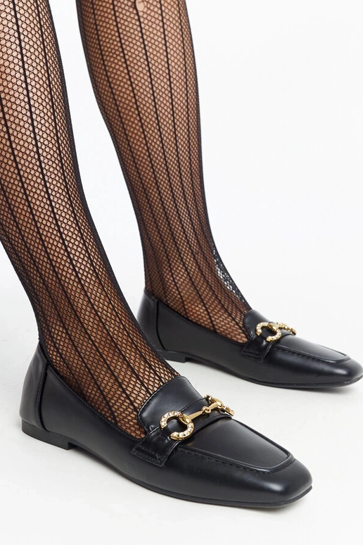 Schwarze Mokassins mit Areebah-Schnalle