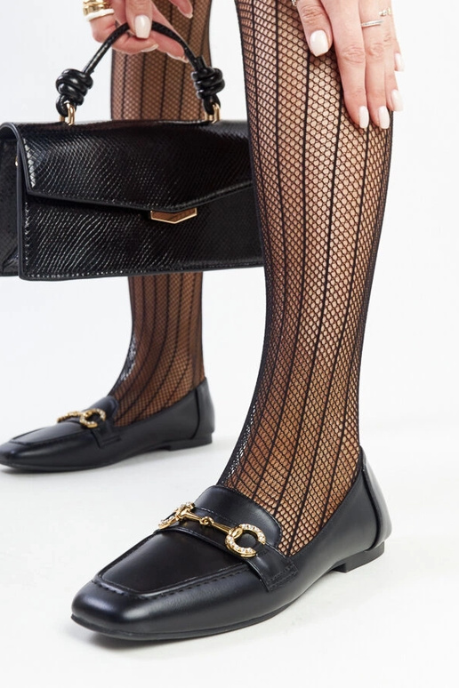 Schwarze Mokassins mit Areebah-Schnalle