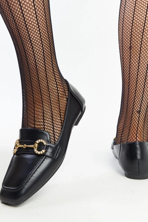 Schwarze Mokassins mit Areebah-Schnalle