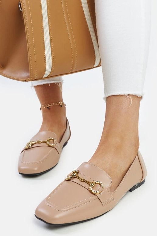 Beige Mokassins mit Areebah-Schnalle