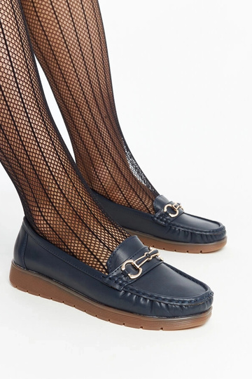 Marineblaue Anisah-Loafer mit Schnalle