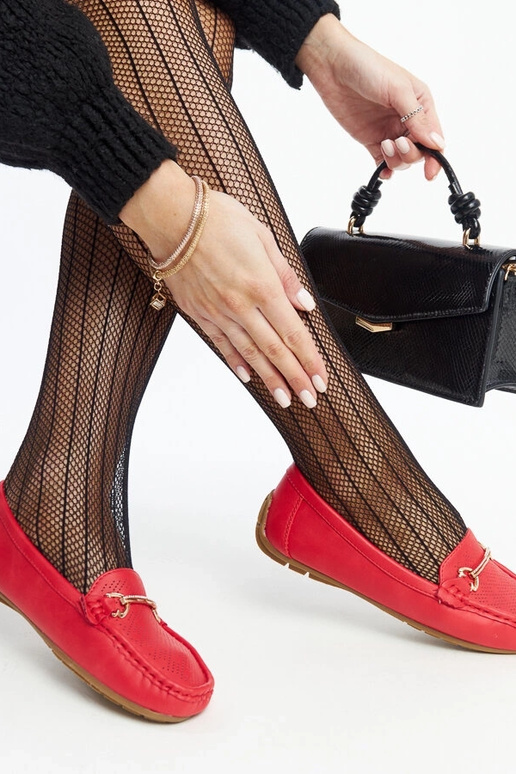 Rote Loafer mit dekorativer Schnalle...
