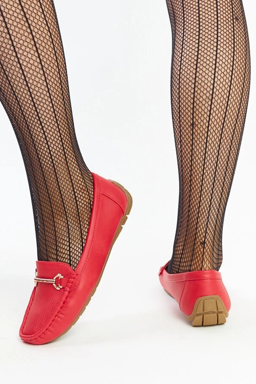 Rote Loafer mit dekorativer Schnalle...
