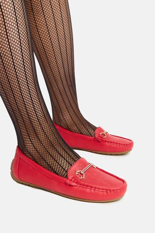 Rote Loafer mit dekorativer Schnalle...