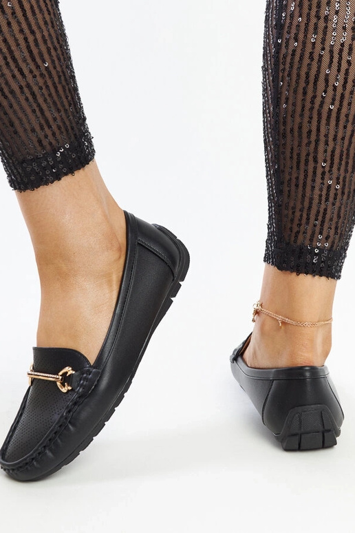 Schwarze Loafer mit dekorativer...