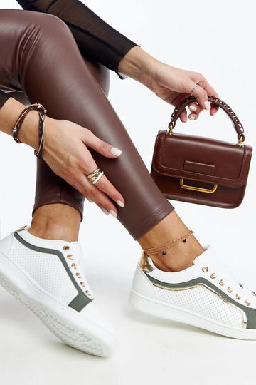 Weiße und grüne Plateau-Sneakers Amal