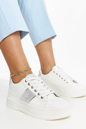 Weiß-silberne Sneaker mit...