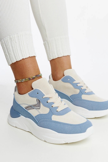 Beige-blaue Sneakers auf...