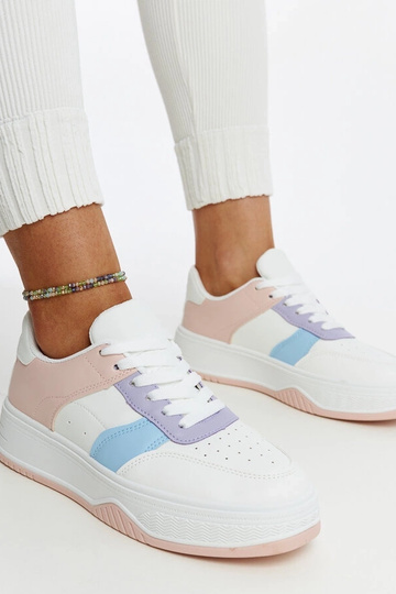 Weiße und rosa Sneaker mit dickerer Sohle Rafida