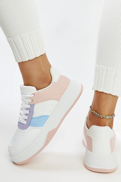 Weiße und rosa Sneaker mit dickerer...