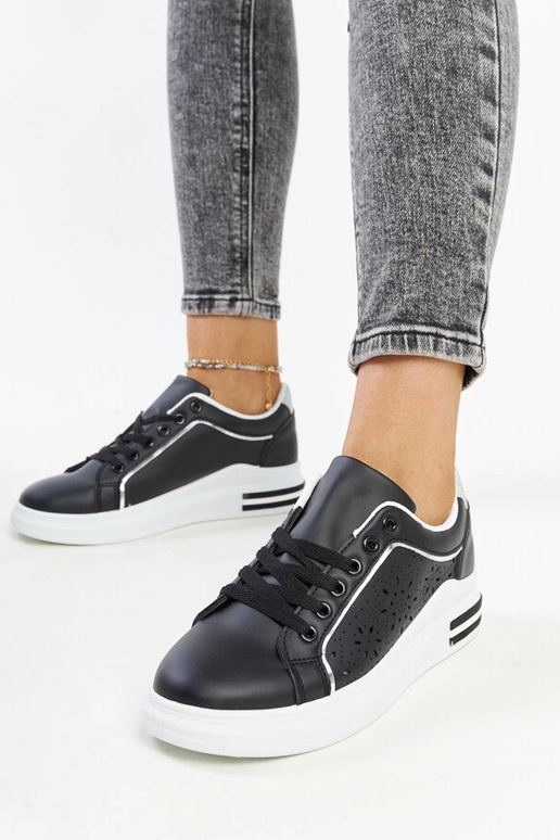 Schwarze durchbrochene Sneakers mit...