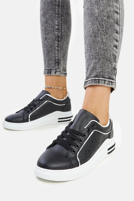 Schwarze durchbrochene Sneakers mit...