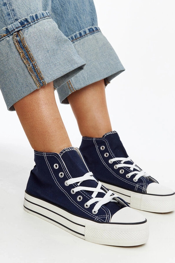Marineblaue High-Top-Sneaker mit dicker Sohle Bagy