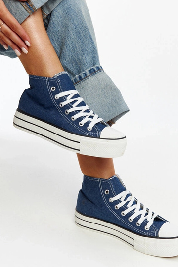 Denim High-Top-Sneaker mit dicker Sohle Bagy