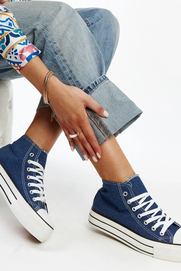 Denim High-Top-Sneaker mit dicker Sohle Bagy 2