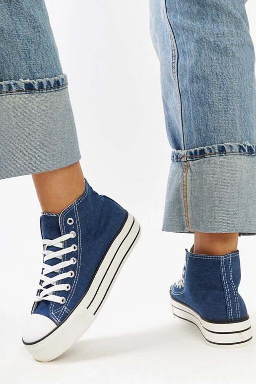 Denim High-Top-Sneaker mit dicker...