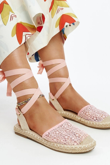 Teha – Rosa Espadrilles mit offener Spitze