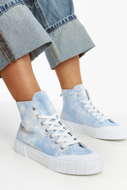 Blaue High-Top-Sneakers aus Stoff von...