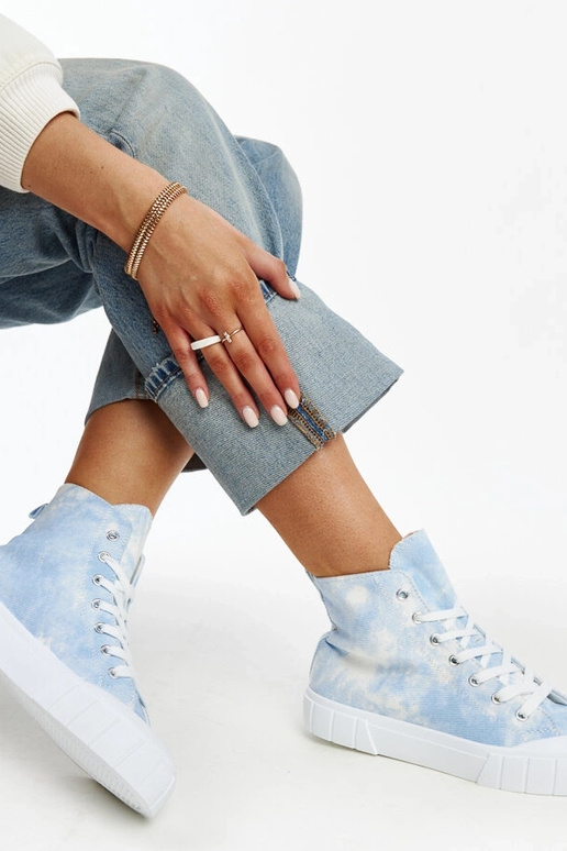 Blaue High-Top-Sneakers aus Stoff von...