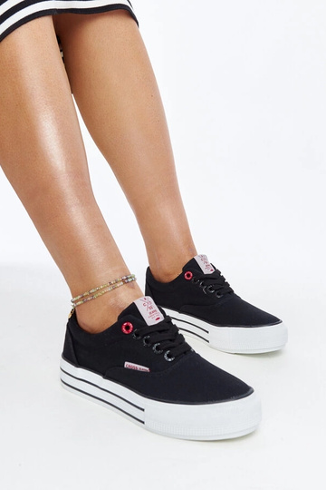Schwarze Damen-Sneaker mit dicker Sohle CROSS JEANS 2