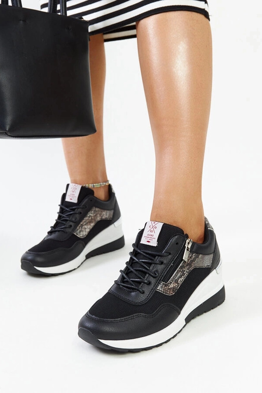 Schwarze Keilsneaker für Damen CROSS...