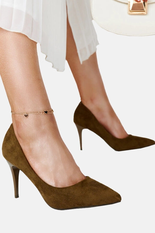 Dunkelgrüne Pumps mit Lederinnensohle...