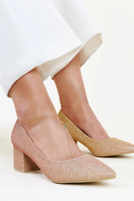 Rosa Glitzerpumps mit Blockabsatz von...