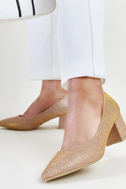 Rosa Glitzerpumps mit Blockabsatz von...