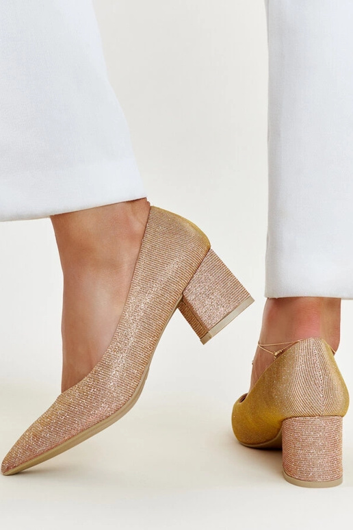 Rosa Glitzerpumps mit Blockabsatz von...