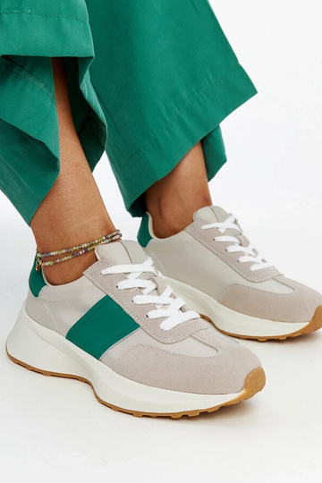 Grau-grüne Leder-Sneaker Ganim