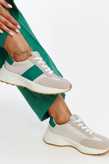 Grau-grüne Leder-Sneaker Ganim 2