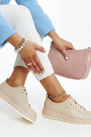 Beige Samaha Ledersneakers