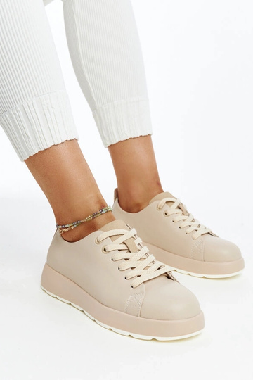 Beige Samaha Ledersneakers 2