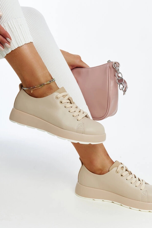 Beige Samaha Ledersneakers