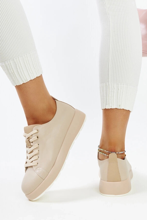 Beige Samaha Ledersneakers