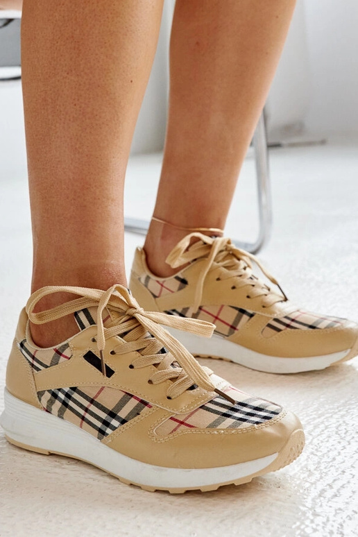 Beige karierte Sneaker Afifah
