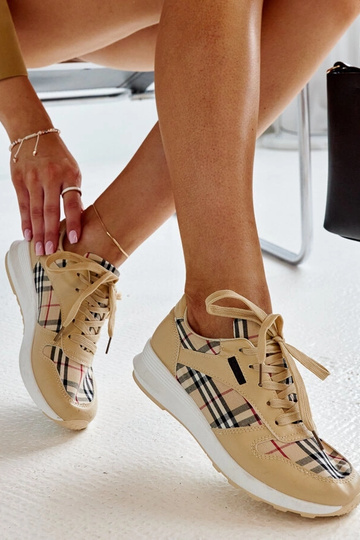 Beige karierte Sneaker Afifah 2