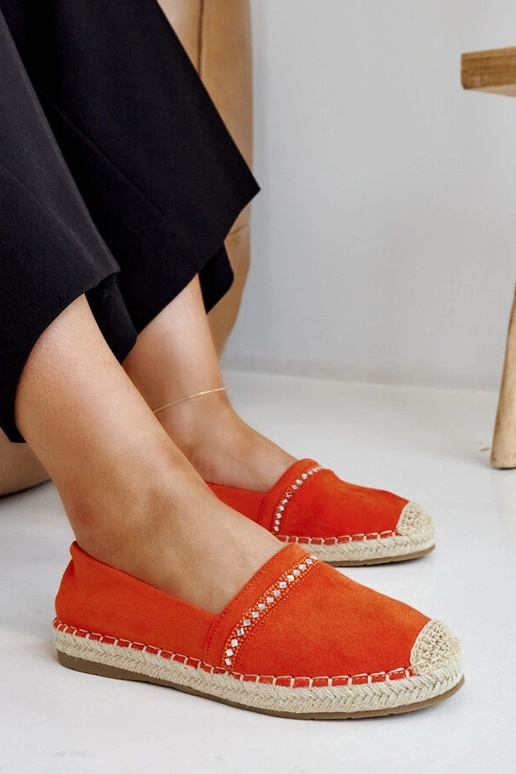 Orange Espadrilles mit Zirkonen Abia