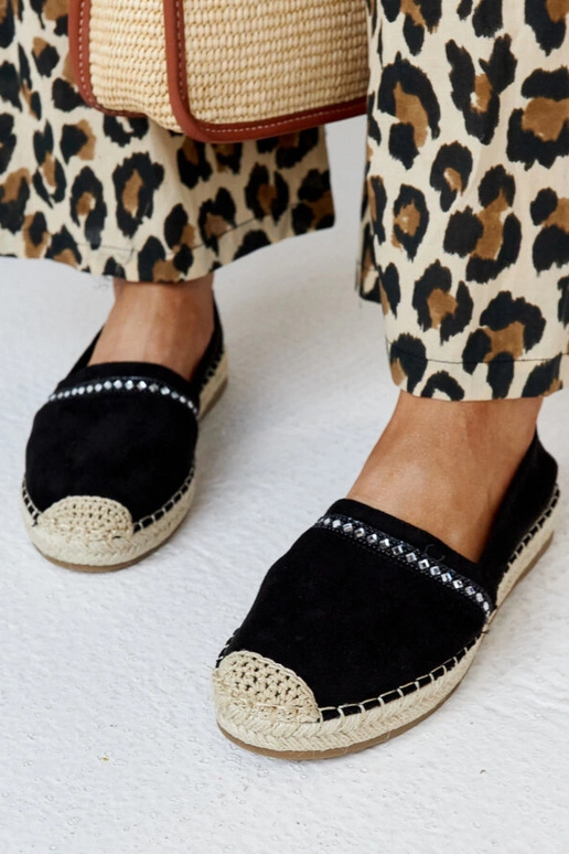 Schwarze Espadrilles mit Zirkonen Abia