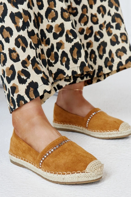 Braune Espadrilles mit Zirkonen Abia