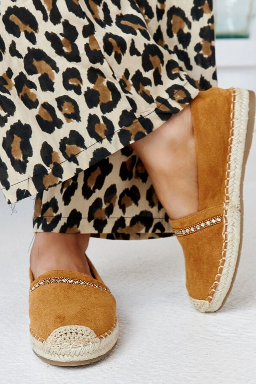 Braune Espadrilles mit Zirkonen Abia