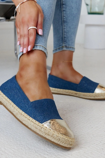 Espadrilles „Surana“ in Blau und Gold mit Glitzer