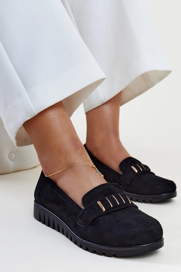 Schwarze Loafer mit dekorativem Riemen Marlisa 2