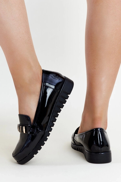 Schwarze Lackleder-Loafer mit... Schwarze Lackleder-Loafer mit...