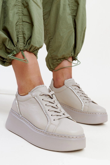 Dunkelbeige Leder-Sneakers... 2